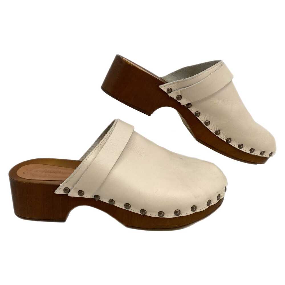 Seychelles Cream Brown Leather Mule Clogs | Size 6.5